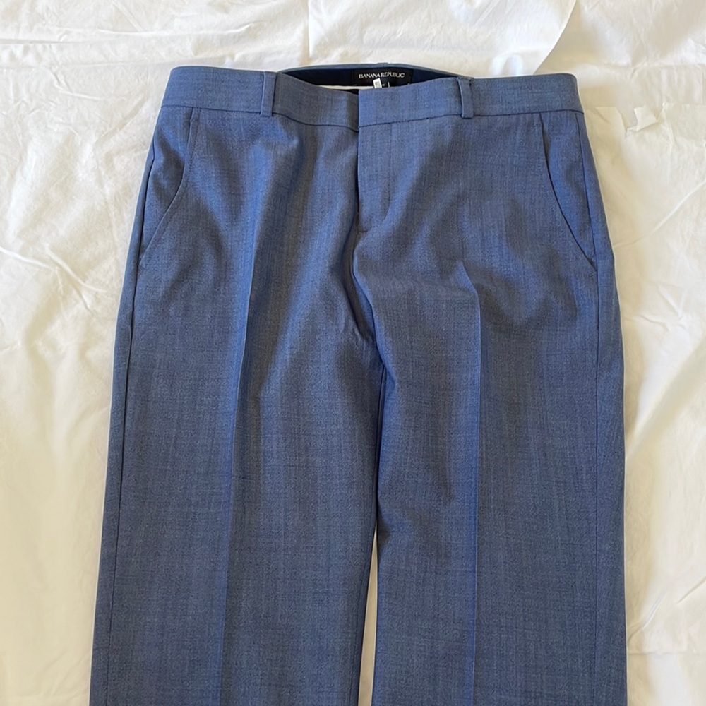 Blue, ankle length trousers